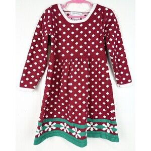 Bonnie Jean Girls Red Polka Dot Christmas Holiday Dress Long Sleeve, Size 5